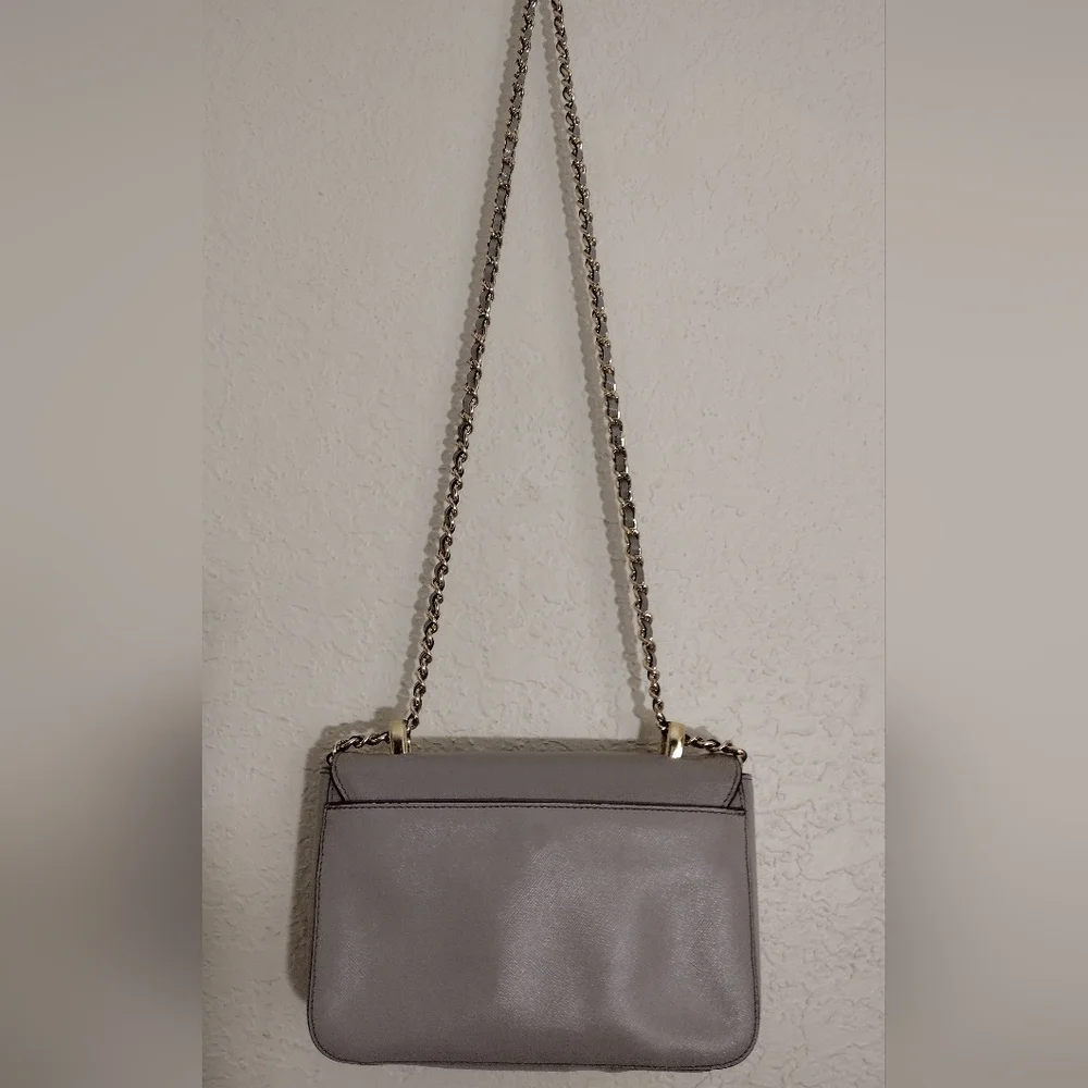 Tory Burch Robinson Saffiano Leather Grey Convertible Chain Crossbody Bag